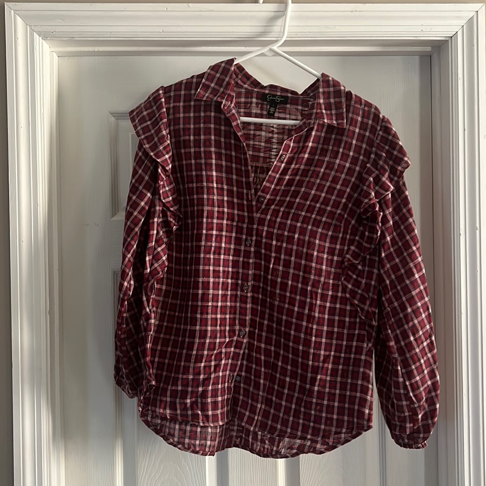 Lightweight Button Up Blouse with Ruffles